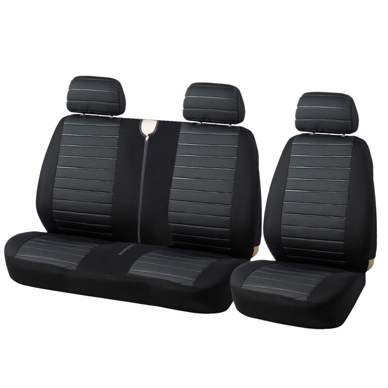 Fundas de asiento de furgoneta de alta resistencia, 2 + 1 asientos con raya Horizontal roja, se ajustan a la mayoría de los camiones, para Renault master, para Peugeot Boxer, para gazelle: GRAY