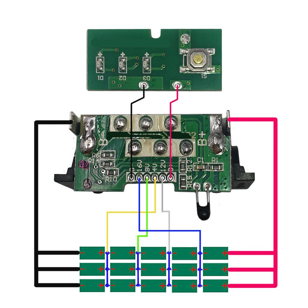 Dcb 200 li- ion batteri 15*18650 plastkasse pcb ladebeskyttelse kretskort boks hus til dewalt 18v 20v dcb 203 dcb 204