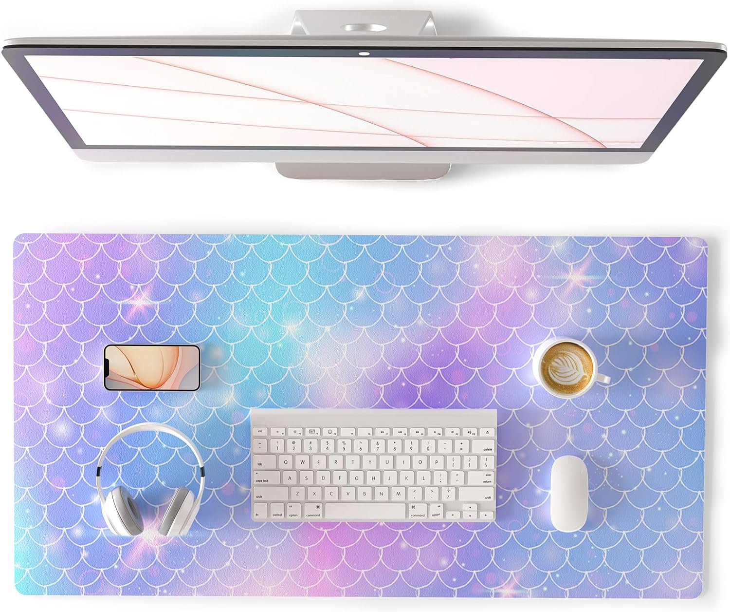 Large Mouse Pad Cute Pink Desk Mat for Desktop Women Girls Gaming Rose Gold Marble Protector Writing Pads for School Office Home: 500mm x 1200mm / VIOLET/紫罗兰