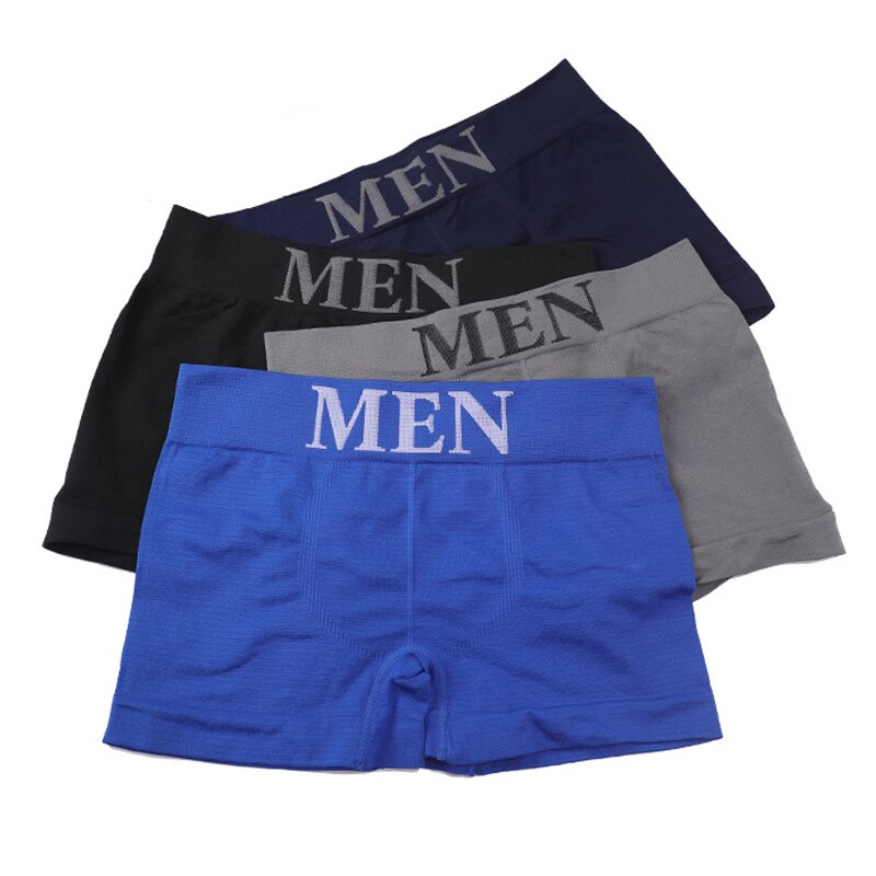 4Pcs/Lot Men&#39;s Panties Brand Underwear Boxers Breathable Man Boxer Solid Underpants Comfortable Shorts Male Black Blue Underwear