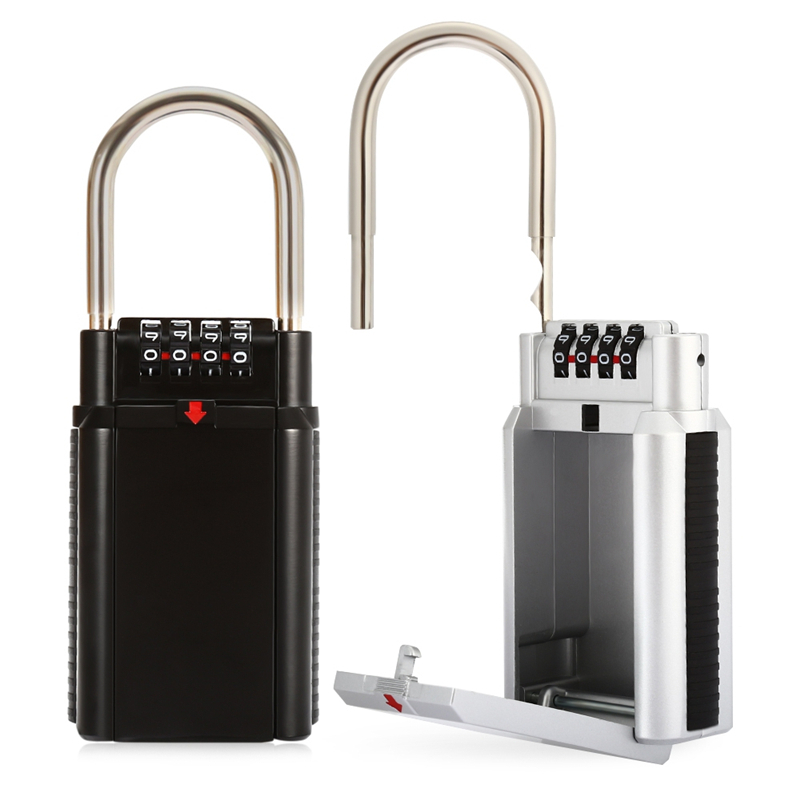 Boîte de rangement pour clé , cadenas Secret avec 4 cadrans, mot de passe réinitialisable, crochet de casier de porte, organisateur en alliage de Zinc