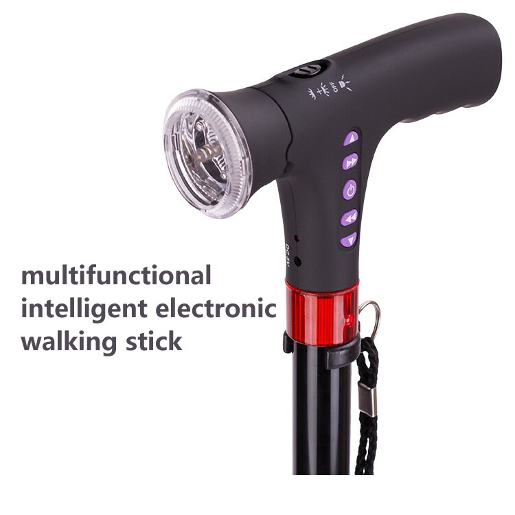 intelligent electronic walking stick walker aluminum alloy T straight handle with retractable light anti-icing cane