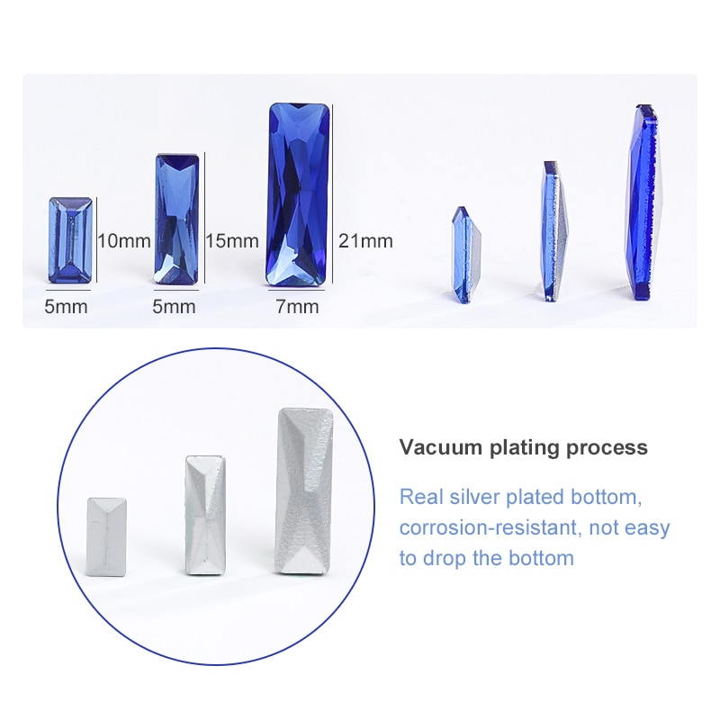 Meerdere Kleur Prinses Baguette Glas Accessoires Kleding Strass Mobiele Telefoon Patches Pointback Strass Accessoire