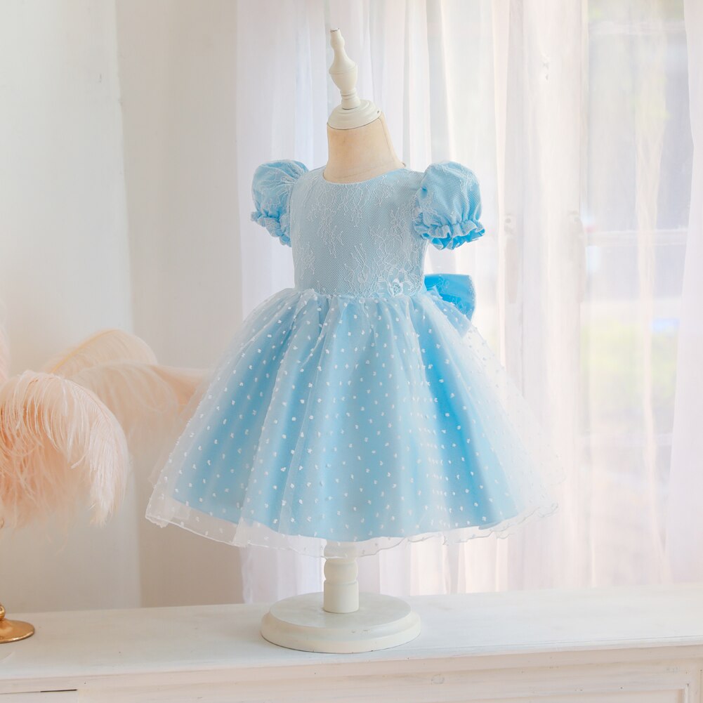 Ma y 6M-5Y bebé chico niñas vestido de encaje arco Puff manga tul boda cumpleaños vestidos para niñas