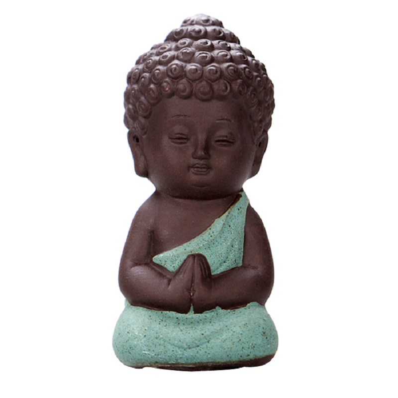 Statues de bouddha en argile | Petites Statues de bouddhisme, Litlle méditation moine Miniature artisanat, Mini moines bouddhisme chinois Zen, 4.9x9.5CM: 1