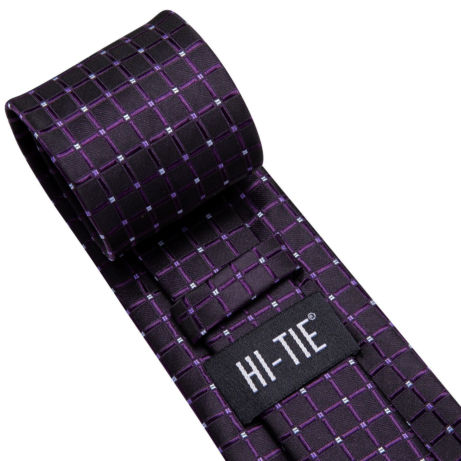 Hallo-binden Plaid Punkte Lila Grau Herren Elegante Krawatte Taschentuch Manschettenknöpfe für Rauchen Klassische Seide Luxus Krawatte für Mann