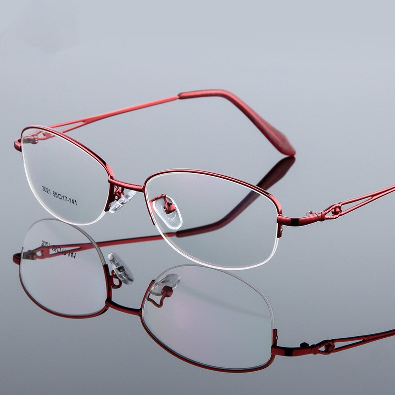 Gafas ópticas de aleación de titanio para mujer, montura ultraligera para miopía, gafas de medio borde