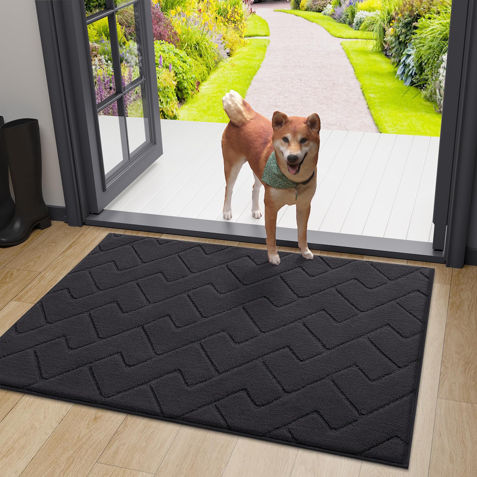 Olanly-Tapete de Porta Impermeável Antiderrapante Interior e Exterior, Welcome Mat para Entrada, Entrada em Casa, Quatro Estações, Livre de Odor: 1200mm x 1200mm / Verde