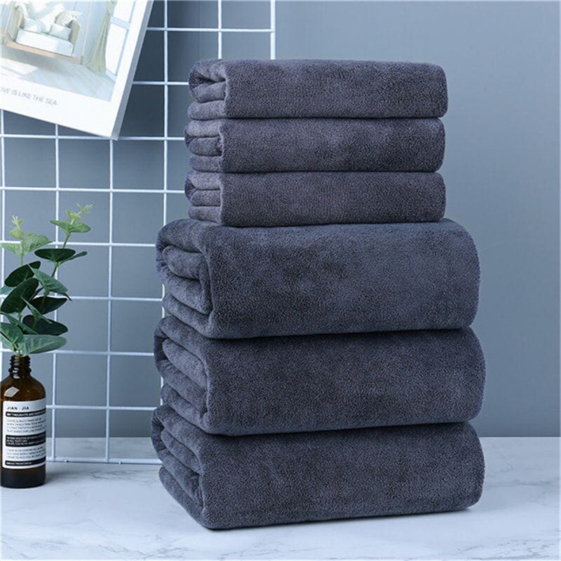 70X140CM Bath Towels For Adults Thicken Soft Shower Swimming Spa Sport Travel Towels Microfiber Large Towel: Dark Grey