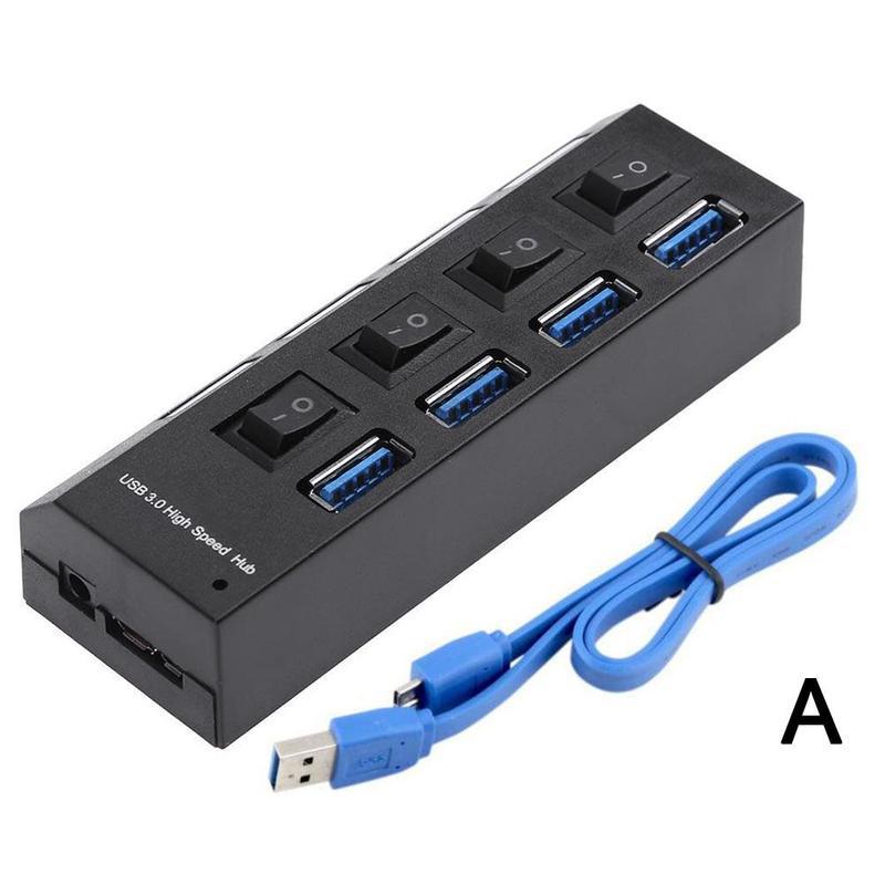 Usb 3.0 Hub 4 Port Usb Splitter Met Schakelaar 3 Meerdere Expander Gebruik Power Adapter 2.0 USB3 Hub Voor Pc: A