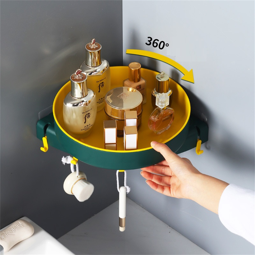 Estante giratorio de 360 ° para baño, esquinero de almacenamiento colgante, para pared, cocina, condimentos: Wall mount green