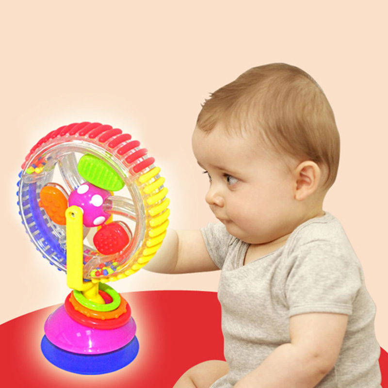 Kids Reuzenrad Speelgoed Tricolor Reuzenrad Speelbal Kind Roterende Windmolen Stoel Eettafel Sucker Speelgoed 0- 24M
