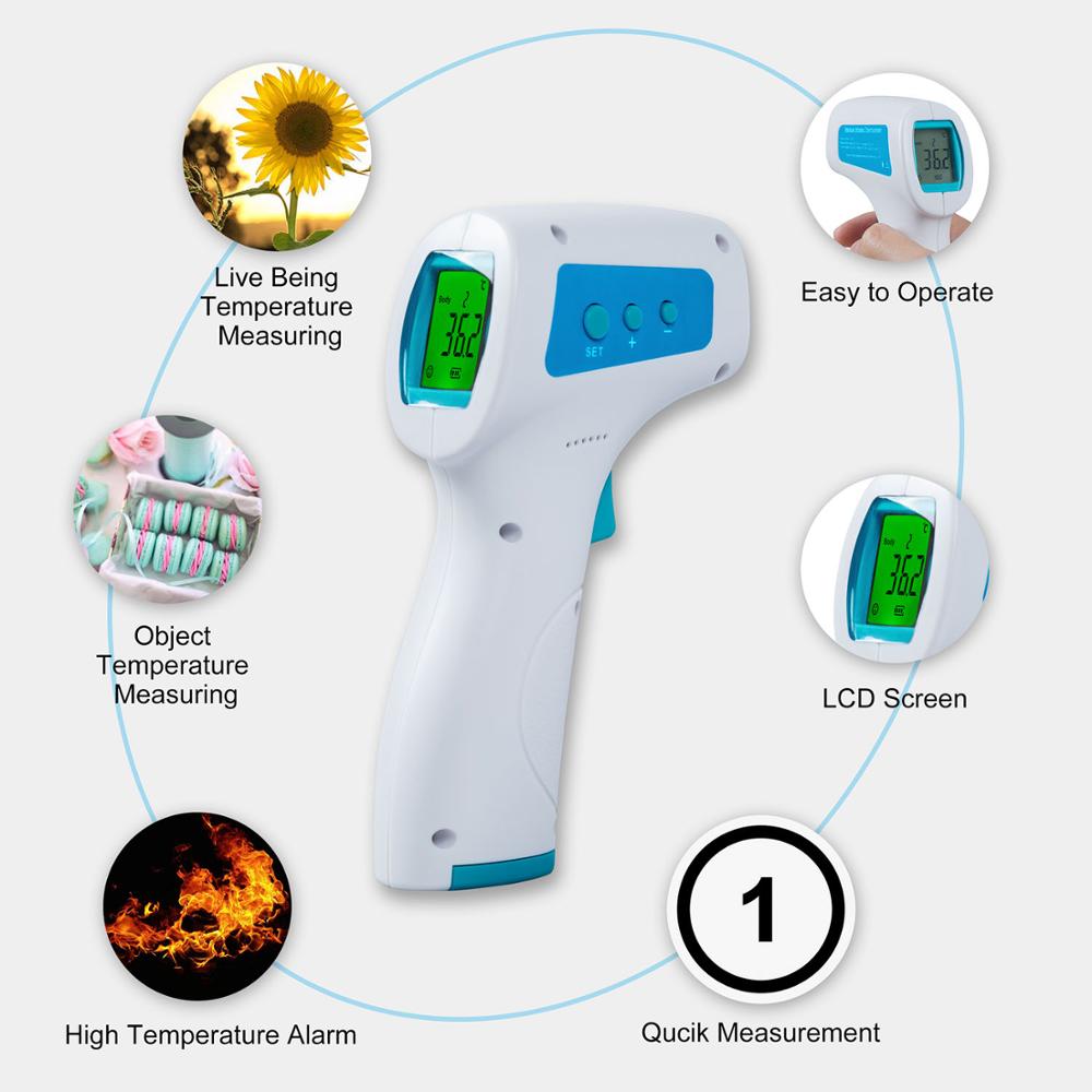 Non-contact Infrafred Thermometer Voorhoofd 0.5S Snel Lezen Pieptoon Alarm Lcd Display 2-Kleur Backlight Voor Body en Oppervlak