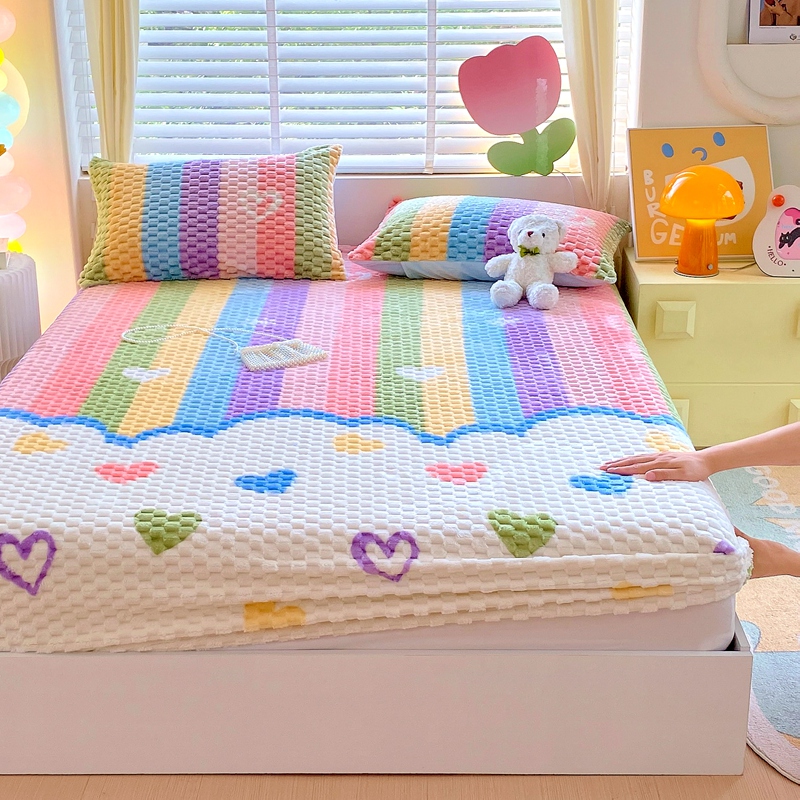 Varmt laken, mykt fløyels sengetrekk, dobbeltlaken, vintermadrassbeskytter, sengetøy, drapert de lit (putetrekk må bestilles)