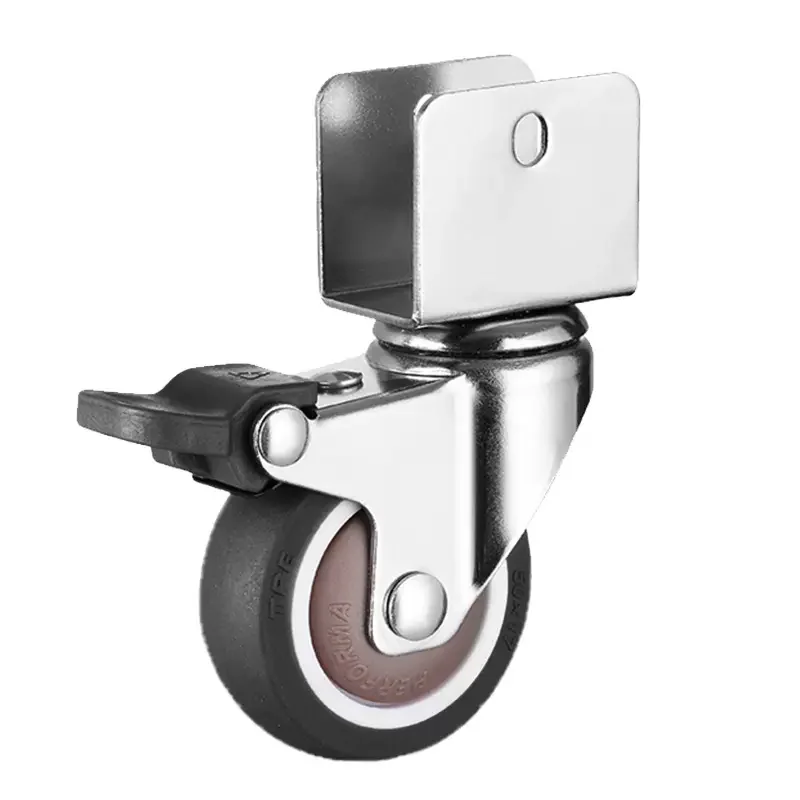 Rotary Caster Wheels 4pcs Locking Carrier Wheel Swivel 360°degree Furniture Children's Bed Moving Noiseless Castor With Brake