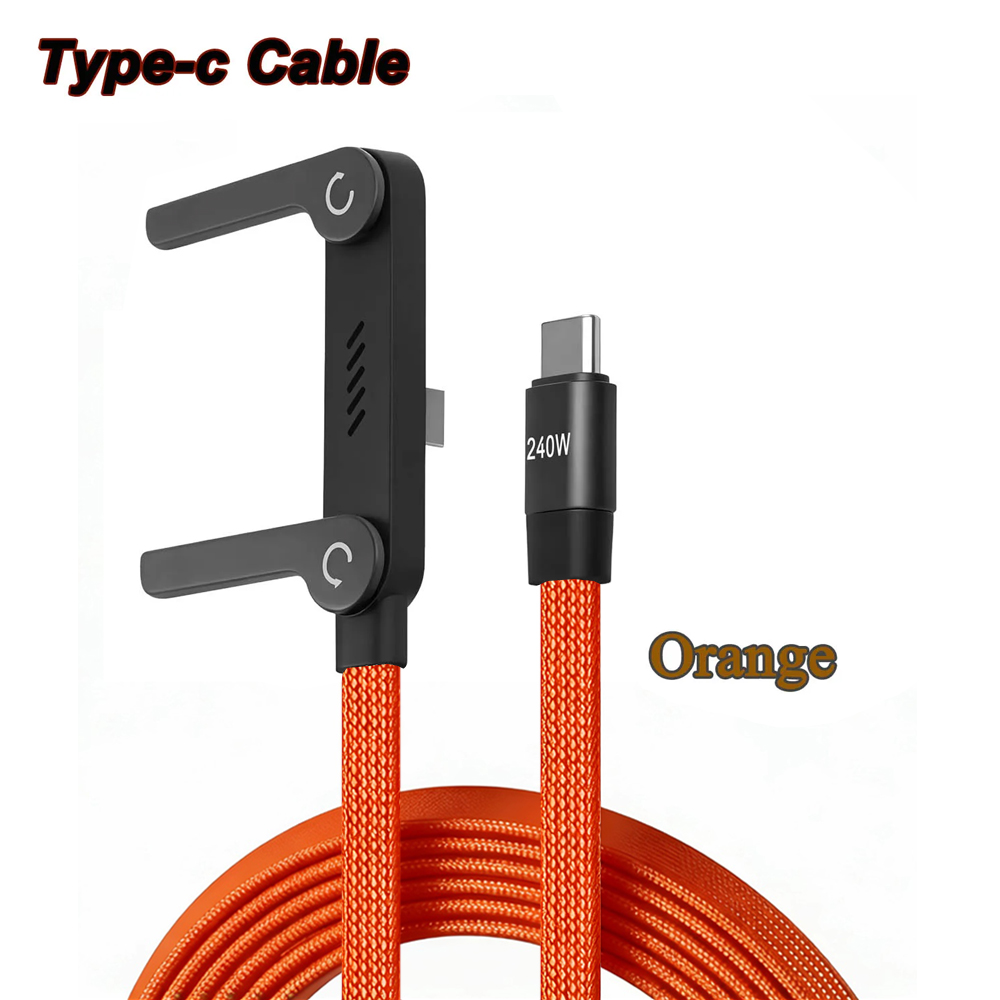 240W Super Fast Charging Data Cable 2-in-1 Folding Stand For iPhone 17 16 For Android Holder Charger Cable Type-C To C USB To C: Beige / 2m