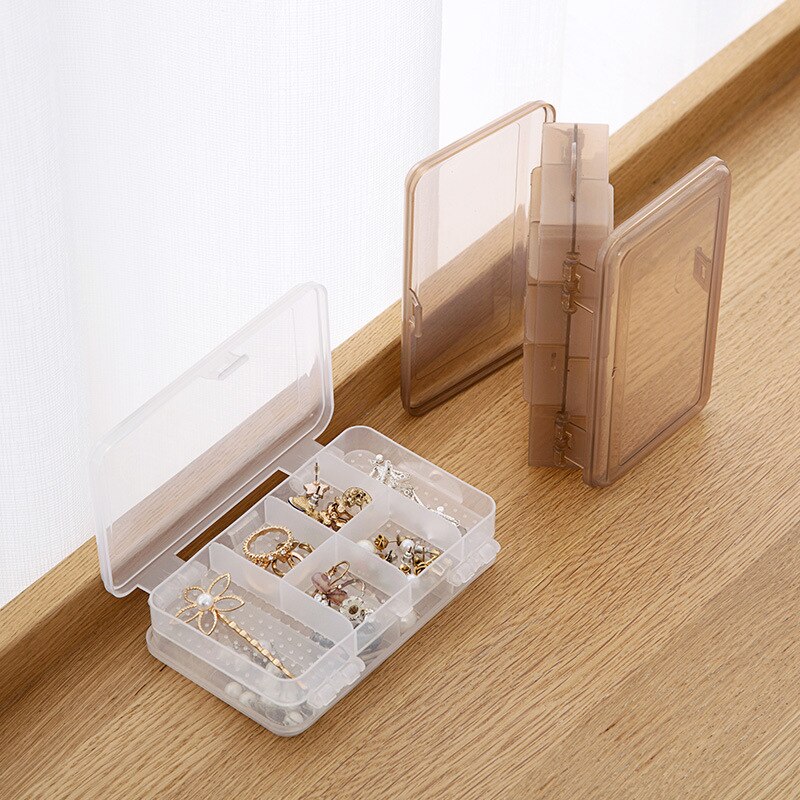 To lag plast makeup organizer dobbelt side smykkeskrin kosmetisk organizer ring rack halskæde øreringe display organizer box