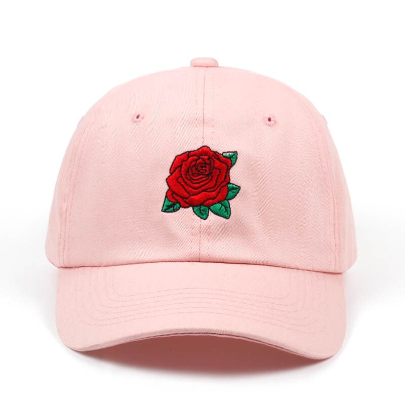 Voron rød rose blomst baseball kasket kvinder bomuld snapback kasket far hat kvindelig hip hop solskærm sommer sol hat: Lyserød