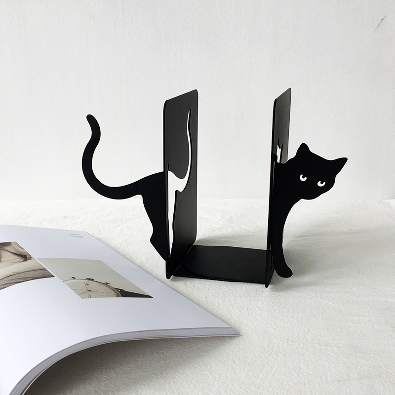 Cute Cat Simple Book Stand School Students Stand Metal Bookends Iron Support Desk Stands For School Stationery & Office Sup