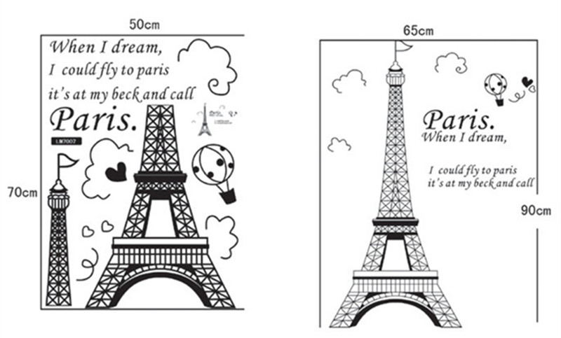 Romantic Paris Eiffel Tower decoration Beautiful View of France DIY Wall Stickers WallpaperArt Decor Mural Room Decal