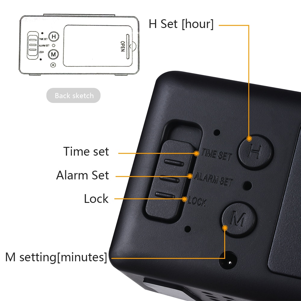 Digital Mirror LED Display Alarm Clock Simple Desk Clock With USB For Kids