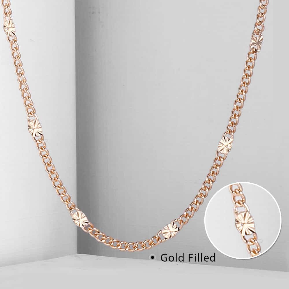 3Mm Womens Meisjes Ketting Curb Cubaanse Ketting 585 Rose Gold Filled Ketting Mode-sieraden CN12