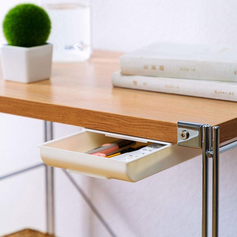 Self-Adhesive Stationary Container Under Desk Drawer Organizer For School Office Desk Hidden Desktop Organizer Pen Box Holder