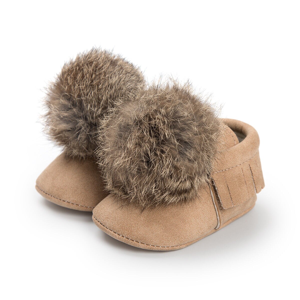 Babysko vinter babypiger blød bomuld varm afslappet snestøvler snørebånd sål sko 0-18m: Khaki / 0-6 måneder