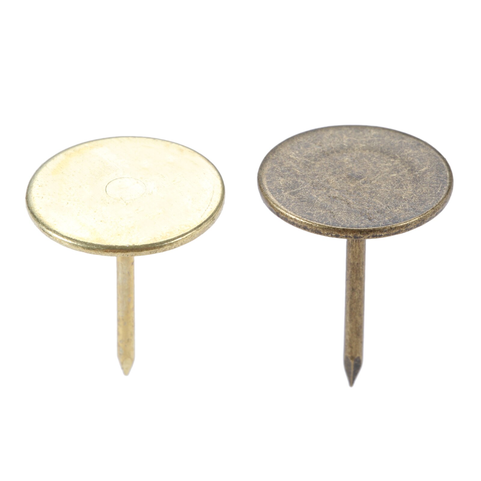 Chinchetas de Metal de cabeza redonda plana para tapicería, tachuelas clásicas de bronce antiguo/oro, 15x19mm, decoración de sofá, 10-100 Uds.