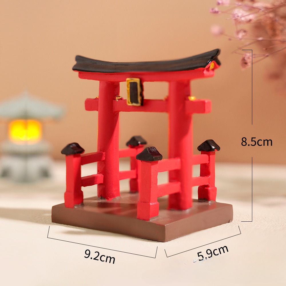 Puerta Torii en miniatura, templo japonés Shinto, jardín, Mini adorno arquitectónico asiático para casa, decoración de pecera, decoración china: Rosa