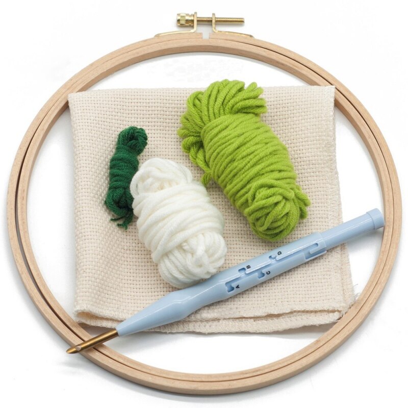 Punch Needle Embroidery Kit with Hoop Needlework Wool Work Beginner-Friendly Sewing Kits Handmade Embroidery Starter Kit DIY