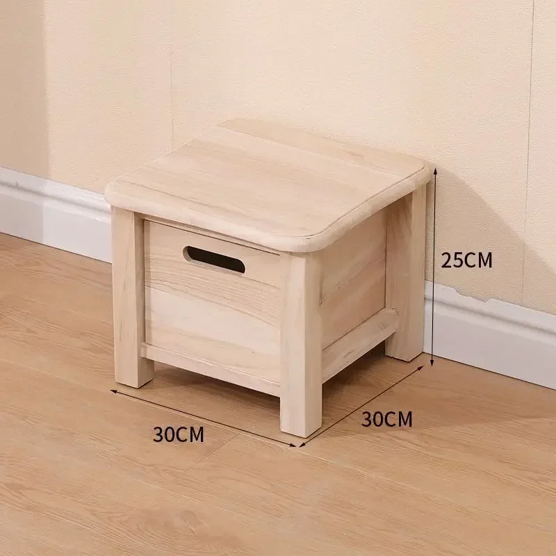 Massief houten hal Entree Verandering Schoenen Bank Bank Nachtkastje Lage tafel Ottomaanse kast Scandinavische opbergruimte Vierkante kruk met lade: Blauw