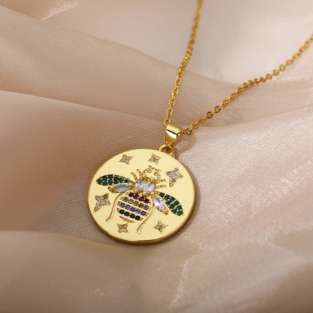 Leuke Vlinder Ketting Voor Vrouwen Kind Multicolor Zirkoon Bee Olifant Dier Hanger Ketting Kerst Sieraden Mujer