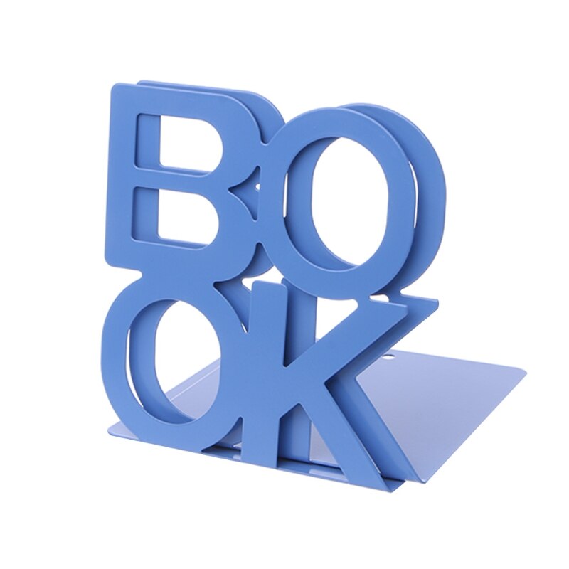 Alfabetformet metal bogstøtter jernstøtteholder skrivebord står til bøger: Blå