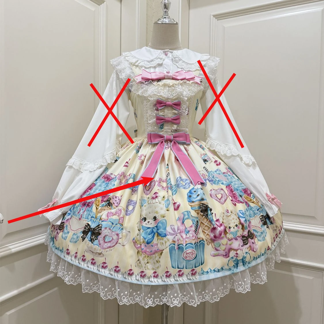 Original Japanese Lolita Suspender Dress Jsk Summer Female Sweet Cute Bow Bear Print Princess Tea Party Dress Loli Lo Dress: S / Blue