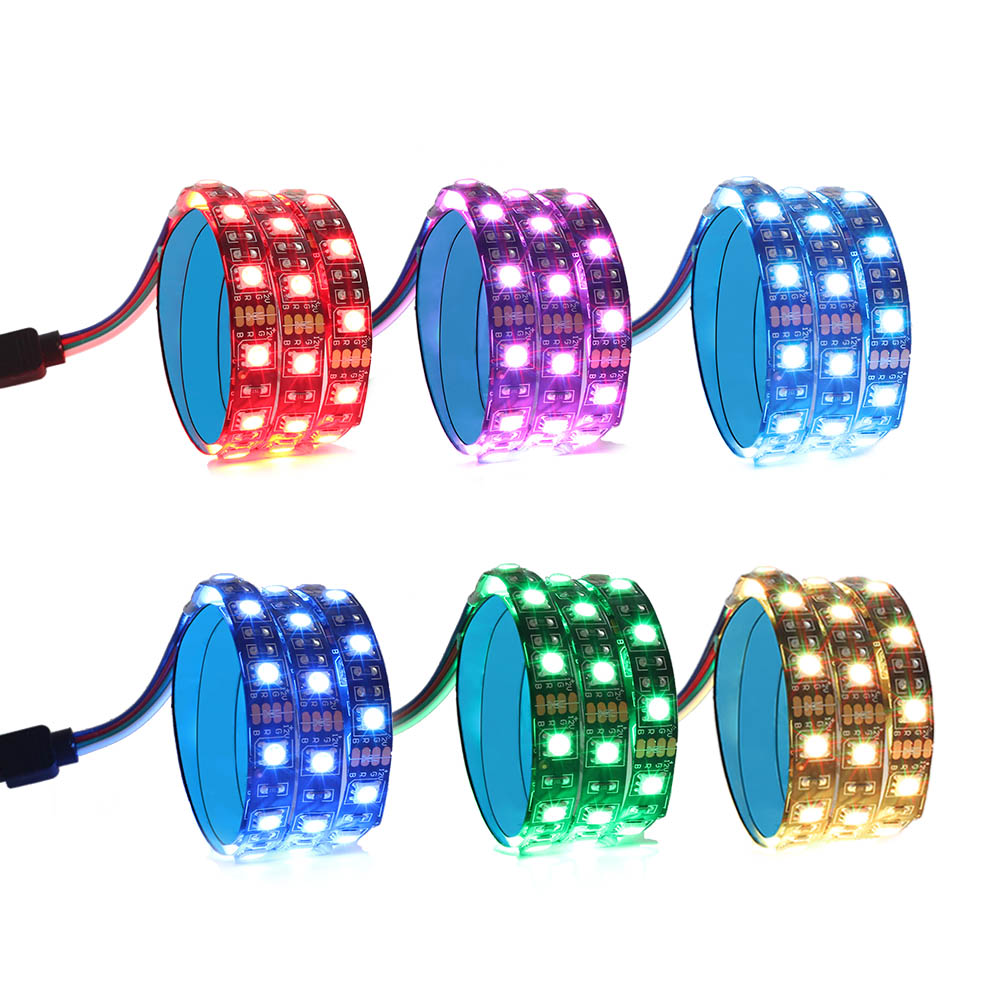 Sata interface rgb led strip light 60 leds/m diode tape fuld kit med rf trådløs controller til pc computerkuffert 0.5m 1m 1.5m 2m