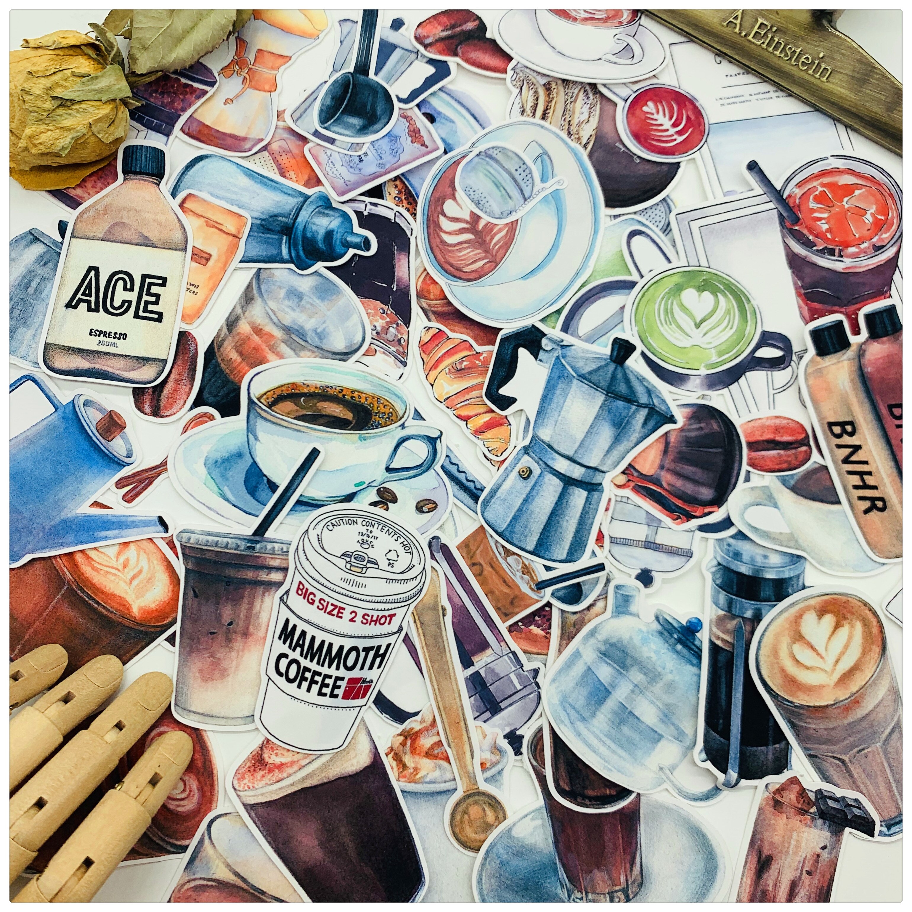 57 teile/satz kaffee serie aufkleber DIY scrapbooking Tagebuch Basis Collage glücklich planer dekoration aufkleber