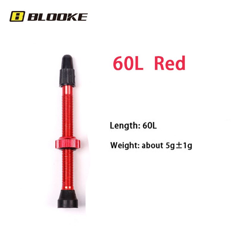 BLOOKE 34/46/60/80MM EPDM Rubber and Alloy Material Bicycle French F/V Tubeless Tire Valve Suitable For Road Bike MTB: 60L Red