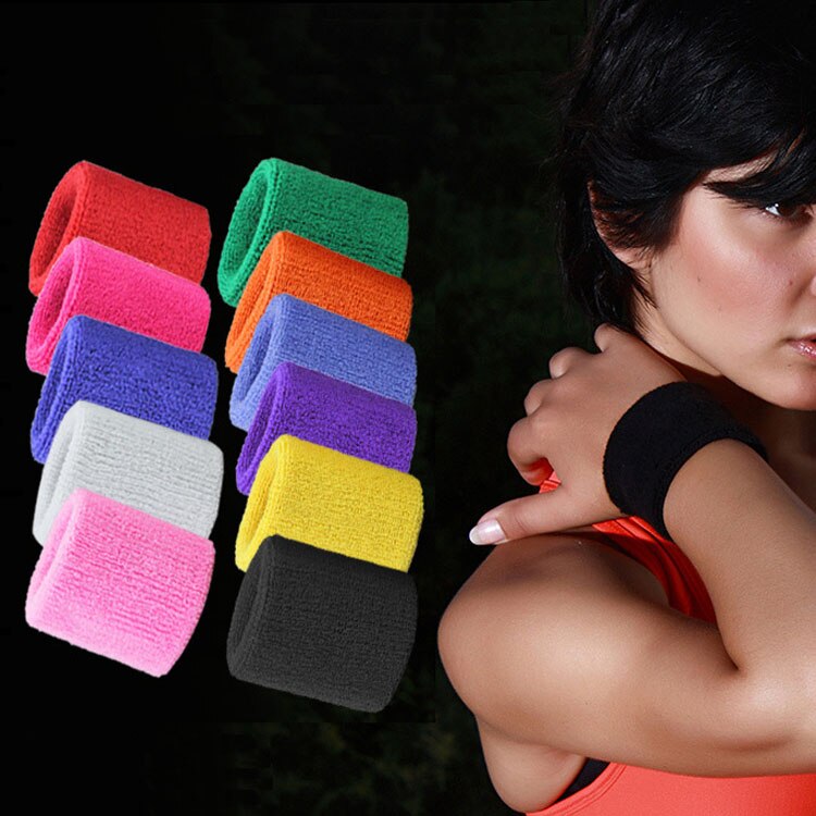 Donne Degli Uomini di Sport Fasce Spugna Polso Sudore Fasce per La Palestra per Il Fitness Tennis Squash Badminton Basket Polso Brace Support