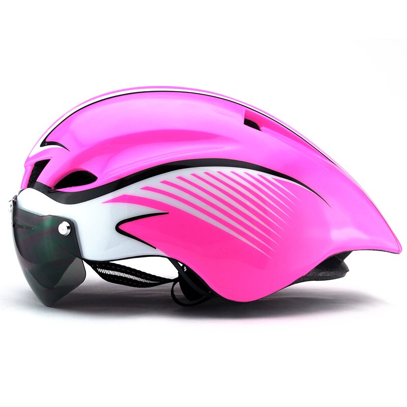290g aero tt cykelhjelm beskyttelsesbriller cykling racercykel sportssikkerhed tt hjelm i skimmel cykel beskyttelseshjelm: Lyserød hvid