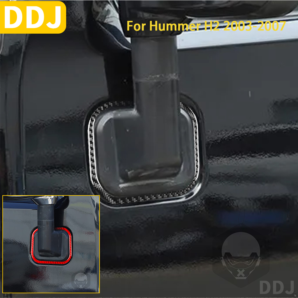 Til hummer  h2 2003 2004 2005 2006 2007 tilbehør karbonfiber bil utvendig bakspeilramme klistremerke rød svart