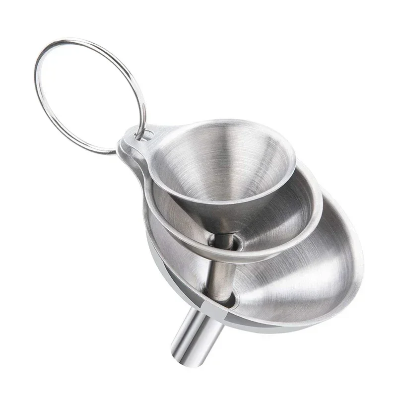Juego de embudos de cocina de acero inoxidable, embudos metálicos de alimentaria para llenar botellas, embudos pequeños para especias de aceites esenciales, 3/5 Uds.: Azul cielo