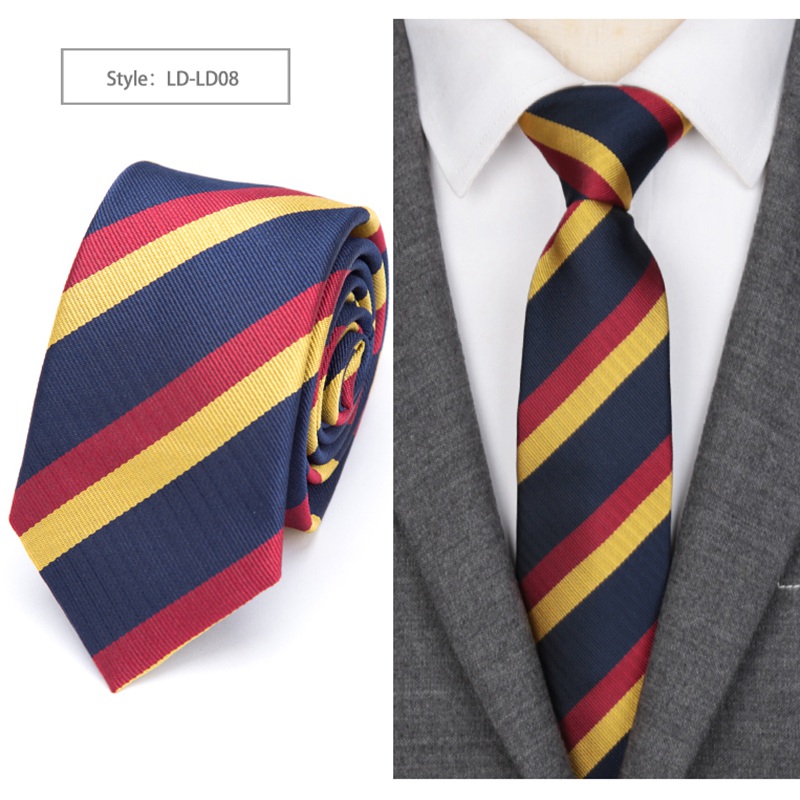 Cravate à rayures slim 6cm, Style anglais, JACQUARD tissé, à la pour hommes: LD-LD08