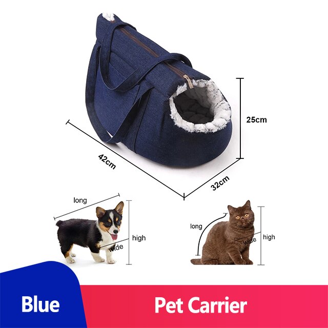 Mochila para transportar gatos, bolsa clássica de ombro para carregar cachorro pequeno: blue