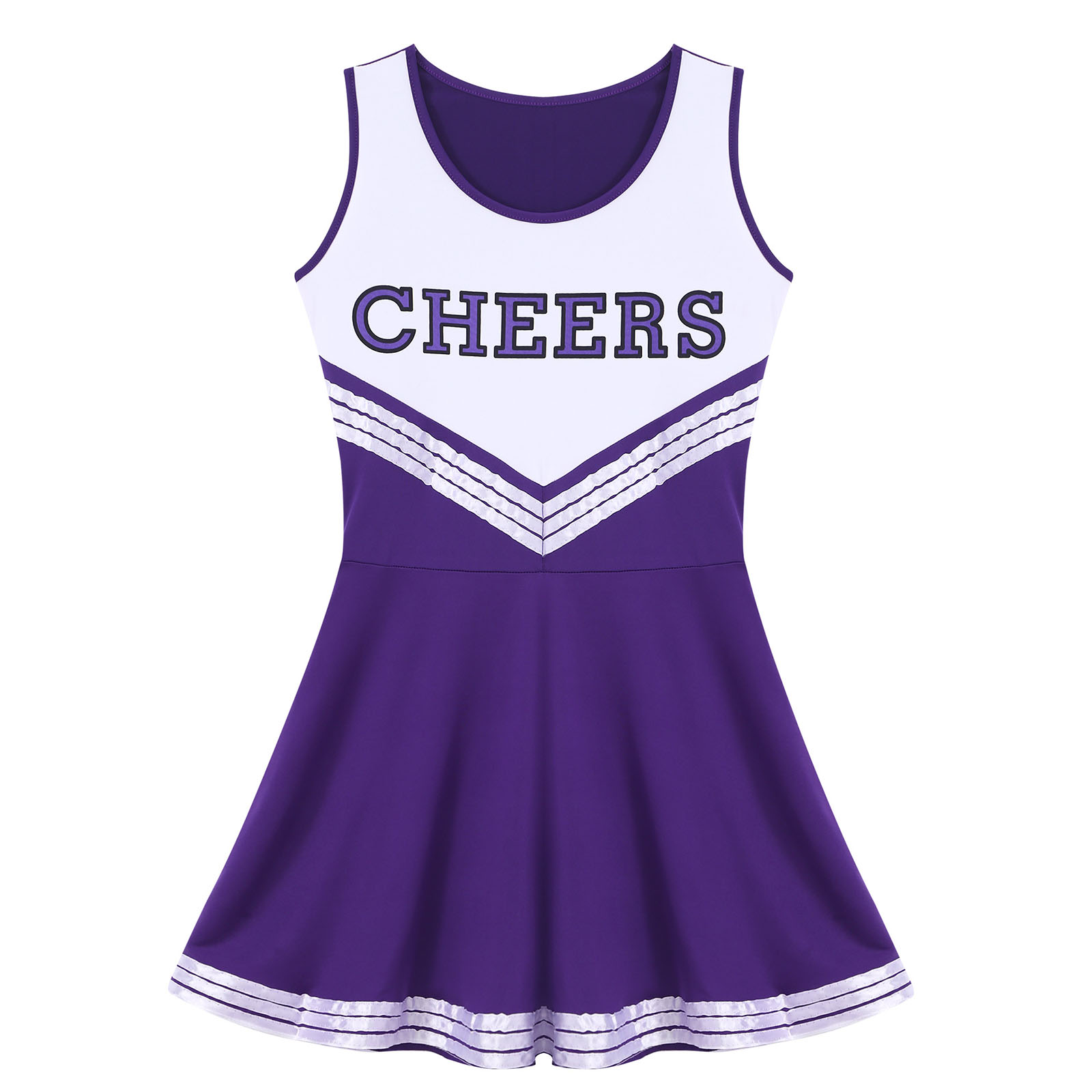 Sexy Vrouwen Cheerleading Uniform School Meisjes Mini Jurk Cheerleader Kostuums Clubwear Ronde Hals Mouwloze Sporting Party Dress