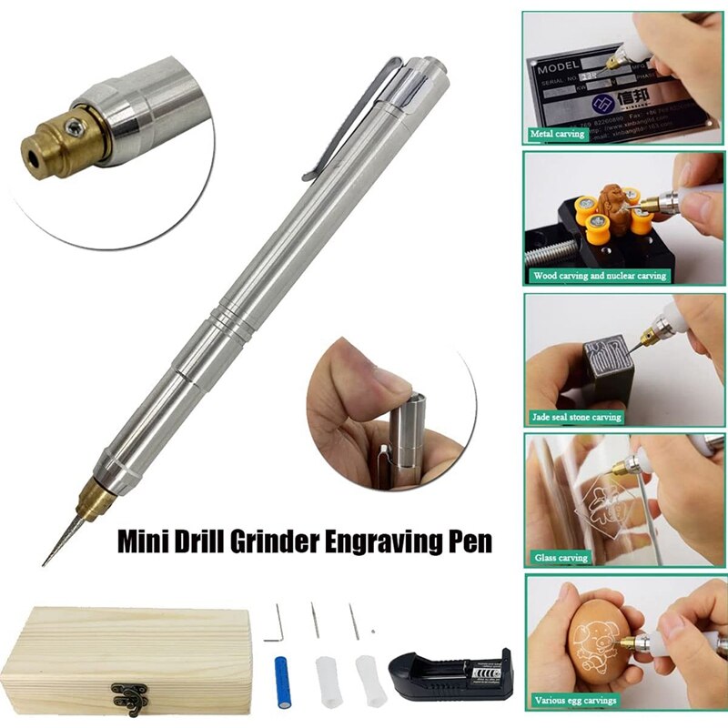Pluma de grabado de precisión portátil, Kit de herramientas de grabado eléctrico, herramienta de grabado recargable, máquina de grabado para bricolaje, Metal