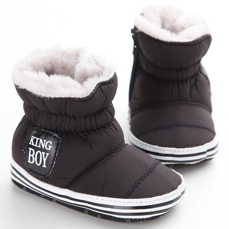 0-18 meses bebé niño invierno cálido nieve botas Slip-Up suave suela zapatos infantes niños pequeños: black / 2