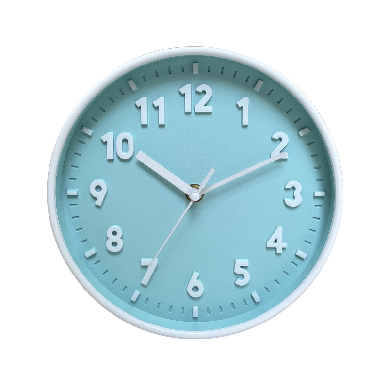 K1MF Moderne, einfache Wanduhr, 20,3 cm, Bonbonfarben, geräuschlos, für Zeituhren, Ornament für Zuhause, Schlafzimmer, freundlicher: Blau