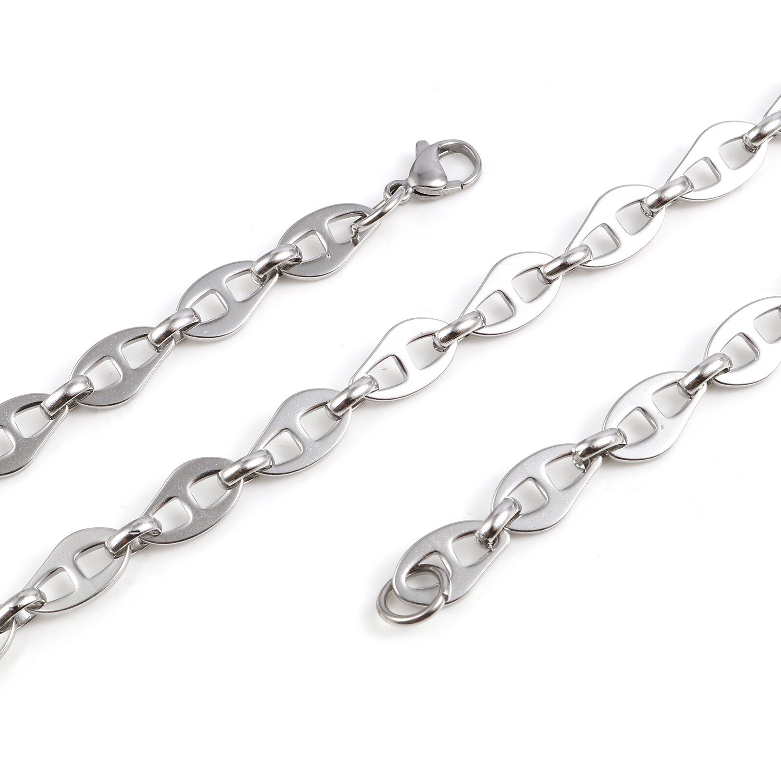 Collier en acier inoxydable, 1 pièce, breloques de nez de cochon, chaînes métalliques creuses multicolores, collier pour femmes et hommes, bijoux de 50.5cm de long: Silver Color