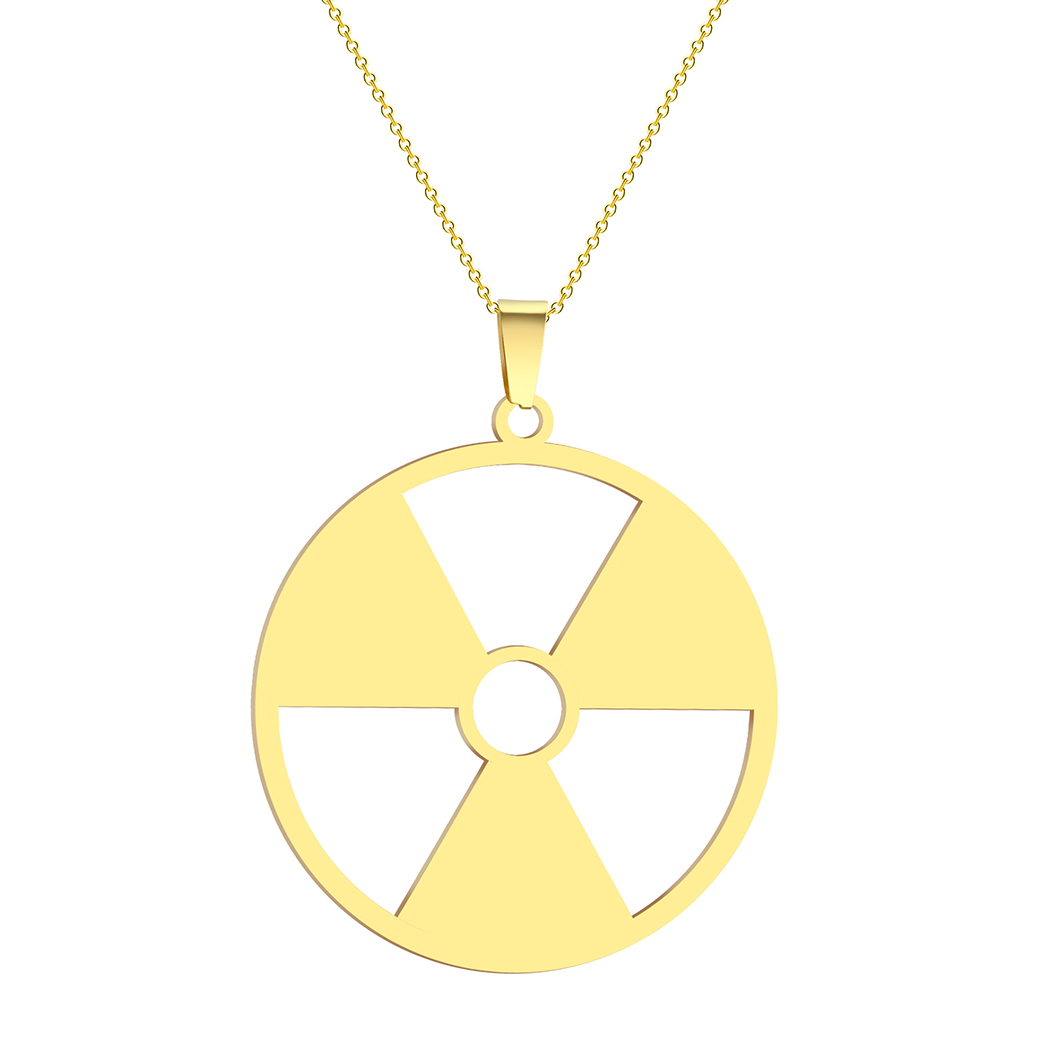 Kinitial Janeiro-colgante con símbolo de peligro de radiación, collar radiactivo, Logo de Hulk, emblema Nuclear, logotipo Cyber Goth, estampado Stalker: Color dorado